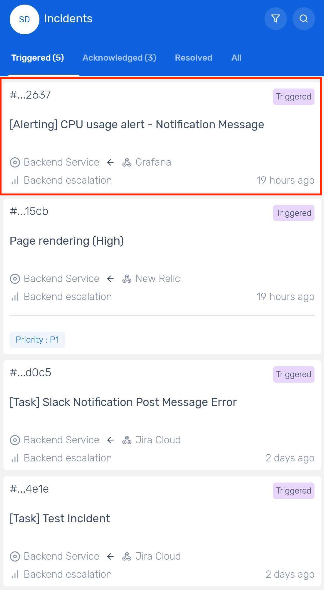 Open incident in mobile app